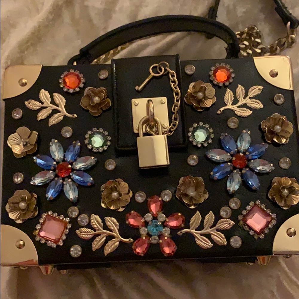 Bejeweled Box Purse Purse with detachable strap